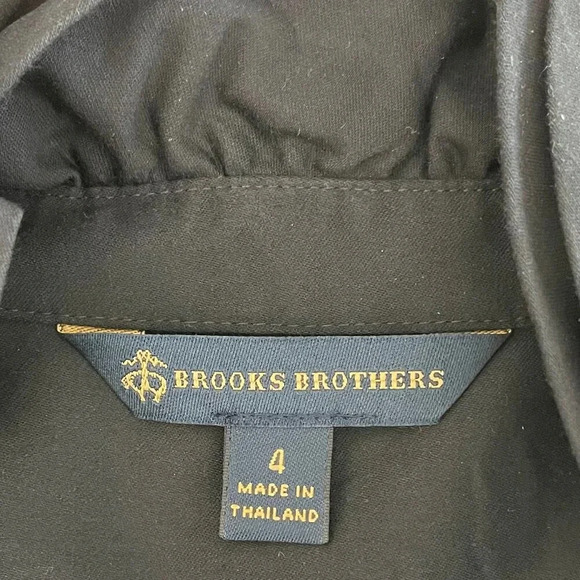Brooks Brothers Slvless Frill Neck Button Down Cotton Fitted Blouse Black Sz 4 - Picture 6 of 8